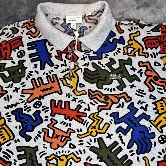 NWOT Lacoste x KEITH HARING XL Mens Allover Figures Special Edition Polo Shirt - Picture 6 of 14